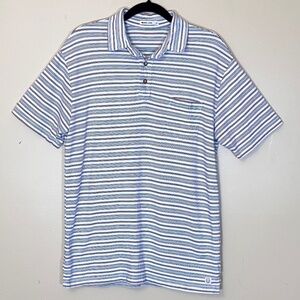 Marine Layer Short Sleeve Stripe Cotton Polo Shirt - Men's Size M - Cream